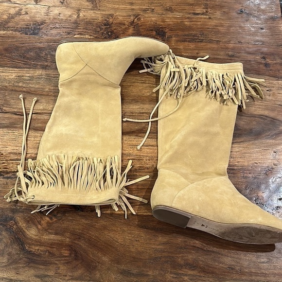 Daniblack Festival Fringe Suede Leather Boots in Camel Sz9 - Picture 2 of 8